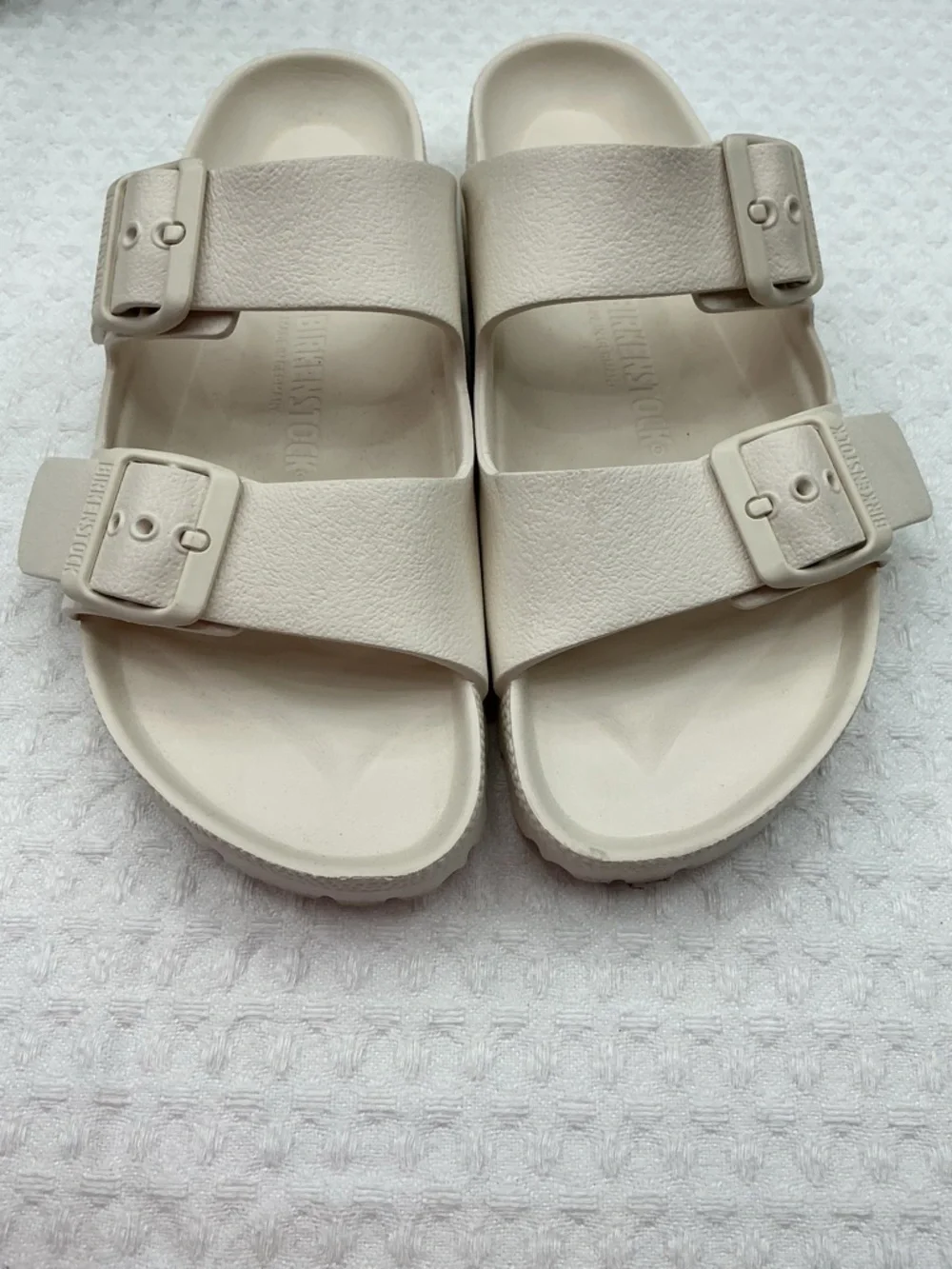 Birkenstock Women's Two-Strap Slide Sandals in Light Taupe - Picture 5 of 9